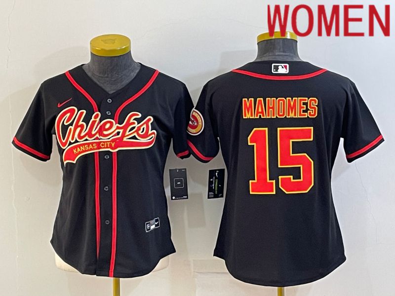 Women Kansas City Chiefs 15 Mahomes Black 2022 Nike Co branded NFL Jerseys